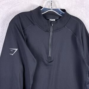 Gymshark Performance 1/4 Zip Pullover Mens L Black Gym Stretch Preppy Workout